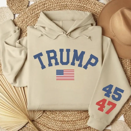 Sleeve Trump 45 47 Shirt Sweatshirt Hoodie, Trump Train Sweatshirt, Make America Great Again, Election 2024, Gifts for Trump Supporter, Full Size, Menswear Womenswear Top