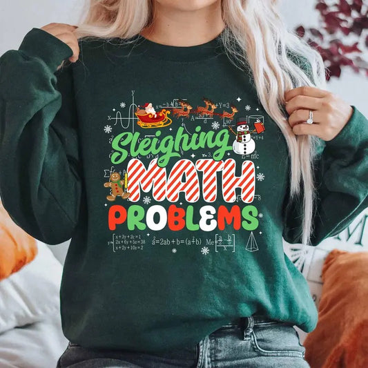 Sleighing Math Problems Math Teacher Christmas Shirt Funny Math Teacher Xmas Shirt Teacher Christmas Shirt Christmas School Party Shirt