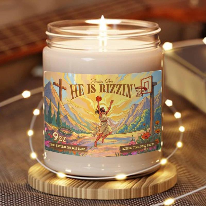 Smells Like He Is Rizzin' Candle, He is rizzin' Soy Candle, Cute Easter Gift, Gifts Soy Candles,Easter Soy Candle, Funny Easter Candlestyle{n002}2