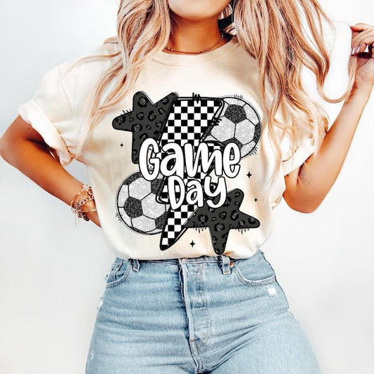 Soccer, Game Day Soccer, Retro Checkered Soccer, Soccer Mama, Soccer Mom, Leopard Soccer Coquette Tshirt