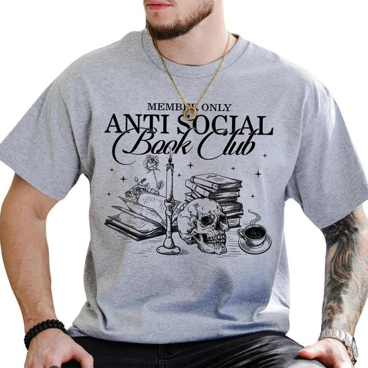 Social Anxiety Book Club Graphic Tee, Introvert Bookish Men T-shirt, Bookworm Shirt, Funny Gift For Book Lovers