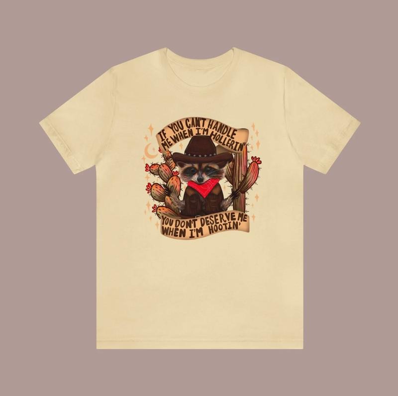 Southern Raccoon Shirt Funny Texas Tee Cowboy Western Meme Unhinged Gift Ironic Sarcastic Humor Trash Panda Themed Gift Him Her Quirky Fun Menswear Top