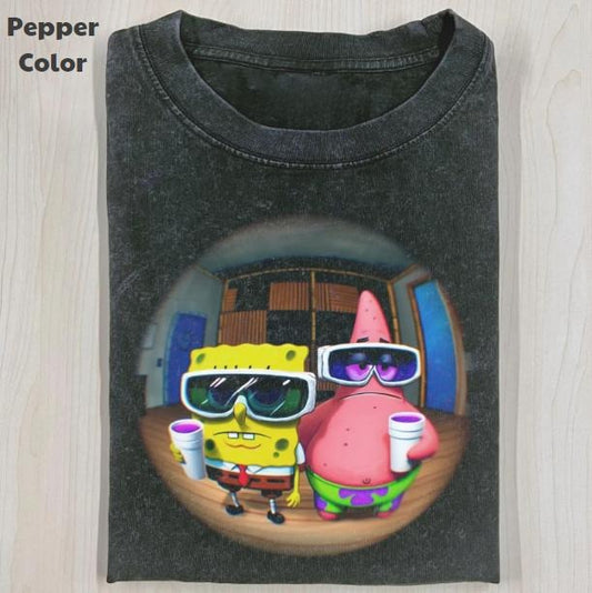 SpongeBob SquarePants Vintage Graphic Tee, SpongeBob Patrick Star T-Shirt, Movies Tee, Unisex Meme Cringe Funny Dumb Shirt, Menswear Womenswear Streetwear Cotton Comfort