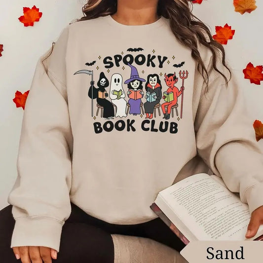 Spooky Book Club Sweatshirt, Bookish Halloween Shirt, Monsters Book Club Sweatshirt, Halloween Gift For Book Lover, Ghost Book Sweatshirt, Spooky Book Shirt