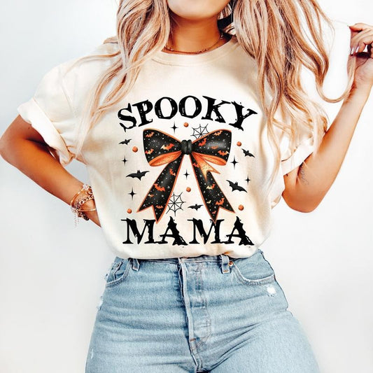 Spooky Mama Coquette Halloween Spooky Season Retro Halloween Spooky Vibes Fall Halloween Shirt Sublimation TK43GN