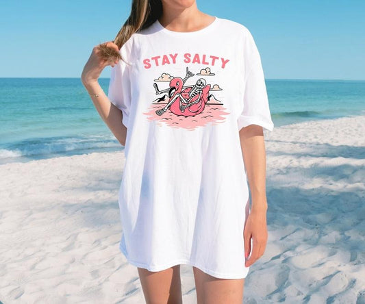 Stay Salty Tee, Salty Skeleton T-shirt, Beach Tee, Salty T-shirt, Funny Skeleton Beach Tee
