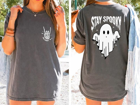 Stay Spooky Skeleton Hands Shirt, Halloween Ghost Shirt, Witch TShirt, Retro Fall Sweatshirt, Spooky Season Shirt, Funny Halloween Tee, Summerween Shirt, Ghost Tee