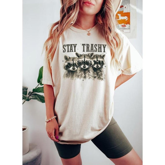Stay Trashy Shirt, Retro Funny Graphic Tees, Racoon Shirt, Meme Graphic T-Shirt, Raccoon Lover Gift, Funny Graphic Shirt, Meme Graphic Tees