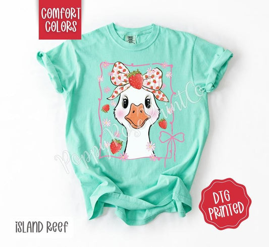 Strawberry Goose Comfort Colors Shirt, Cute Summer Tshirt, Trendy Women's Tee, Gift for Her