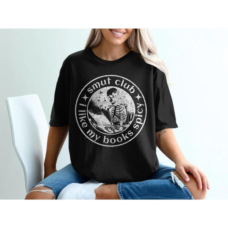 Stylish Smut Club Shirt, I Like My Books Spicy Tee, Funny Book Lover T-Shirt, Book Club Shirt, Gift for Readers, Unique Book Merch, Novel