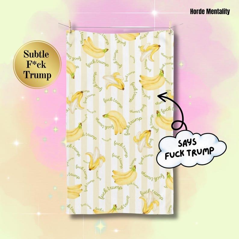 Subtle Anti Trump Hand Towel Banana Hand Towel Funny Political Home Decor Political Hand Towel Anti Fascist Home Decor Liberal Leftist Gift