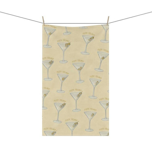 Subtle F*ck Trump Martini Tea Towel, Political Kitchen Towel, Funny Anti Trump Gift, Cocktail Bar Decor, Democrat Housewarming Present