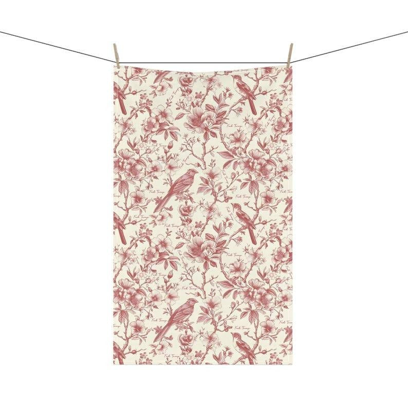 Subtle F*ck Trump Tea Towel, Pink Chinoiserie Kitchen Hand Towel, Anti Trump Tea Towel, Funny Political Home Decor, FDT 4687, Democrat Gift