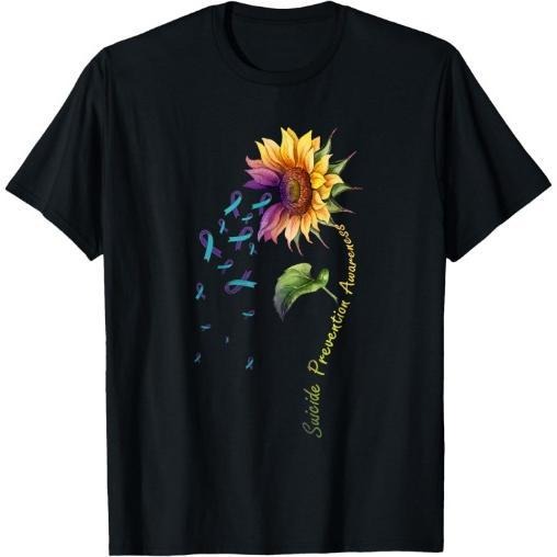 Suicide Prevention Awareness Sunflower T-Shirt Made in USA