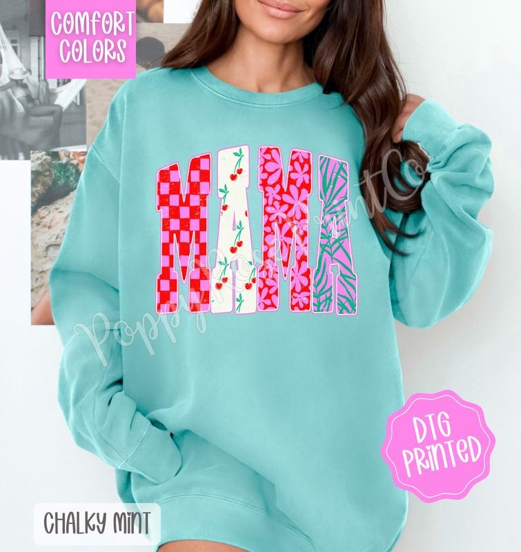 Summer Mama Comfort Colors Sweatshirt, Preppy Mom Crewneck