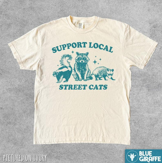 Support Local Street Cats T-shirt, Retro Comfort Colors T-Shirt