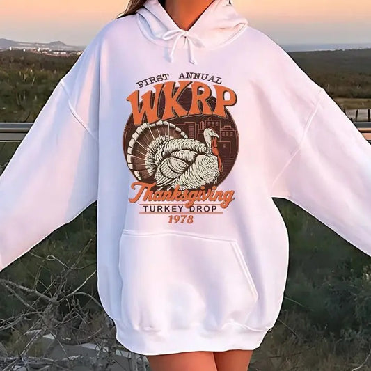 First Annual WKRP Thanksgiving Turkey Drop 1978 Hoodie/Sweatshirt/T-Shirt, For Men and Women - Unisex Style, 100% Cotton, Pullover