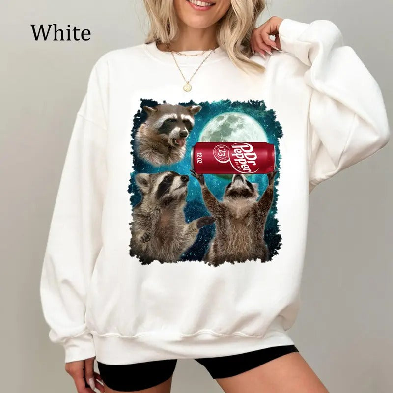 Three Raccoons Dr Pepper Vintage Graphic Sweatshirt/T-Shirt, For Men, For Women - Unisex Style, 100% Cotton, Pullover Crewneck Sweatshirt