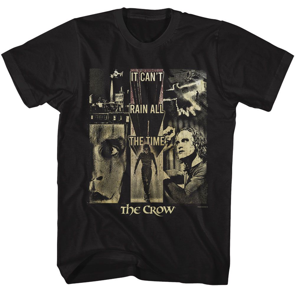 The Crow - Cant Rain Collage - American Classics - Solid Black Adult Short Sleeve T-Shirt