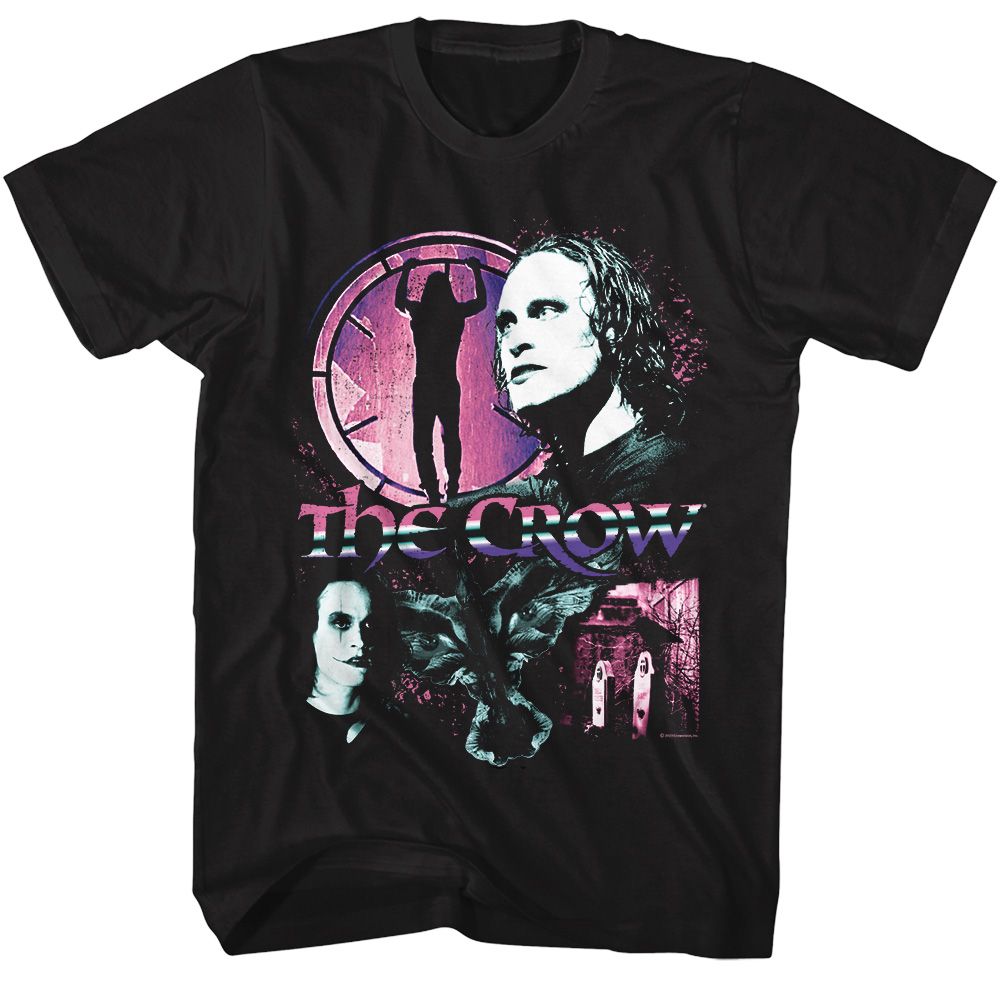 The Crow - Gradient Collage - American Classics - Solid Black Adult Short Sleeve T-Shirt