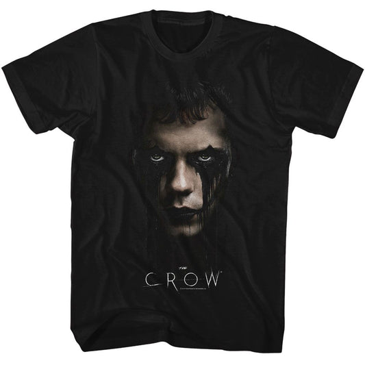 The Crow - Erics Face - American Classics - Solid Black Adult Short Sleeve T-Shirt Style001