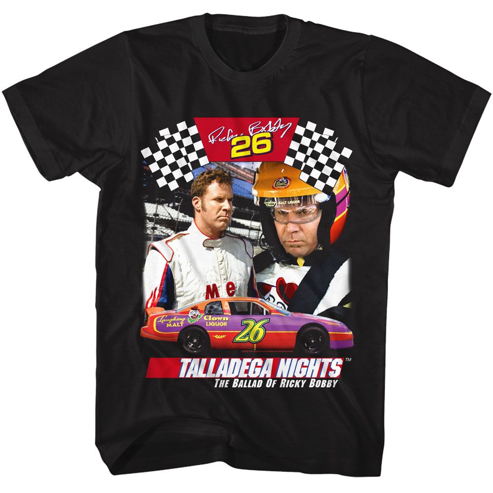 Talladega Nights - Ricky Collage - American Classics - Solid Black Adult Short Sleeve T-Shirt