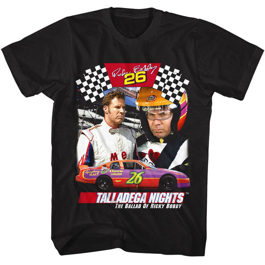 Talladega Nights - Ricky Collage - American Classics - Solid Black Adult Short Sleeve T-Shirt