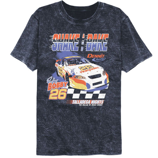 Talladega Nights - Zoom Shake And Bake - American Classics - Solid Blue Adult Short Sleeve Mineral Wash T-Shirt