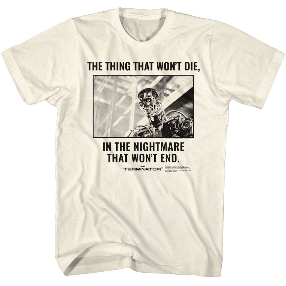 Terminator - Wont Die - American Classics - Solid Off-White Adult Short Sleeve T-Shirt