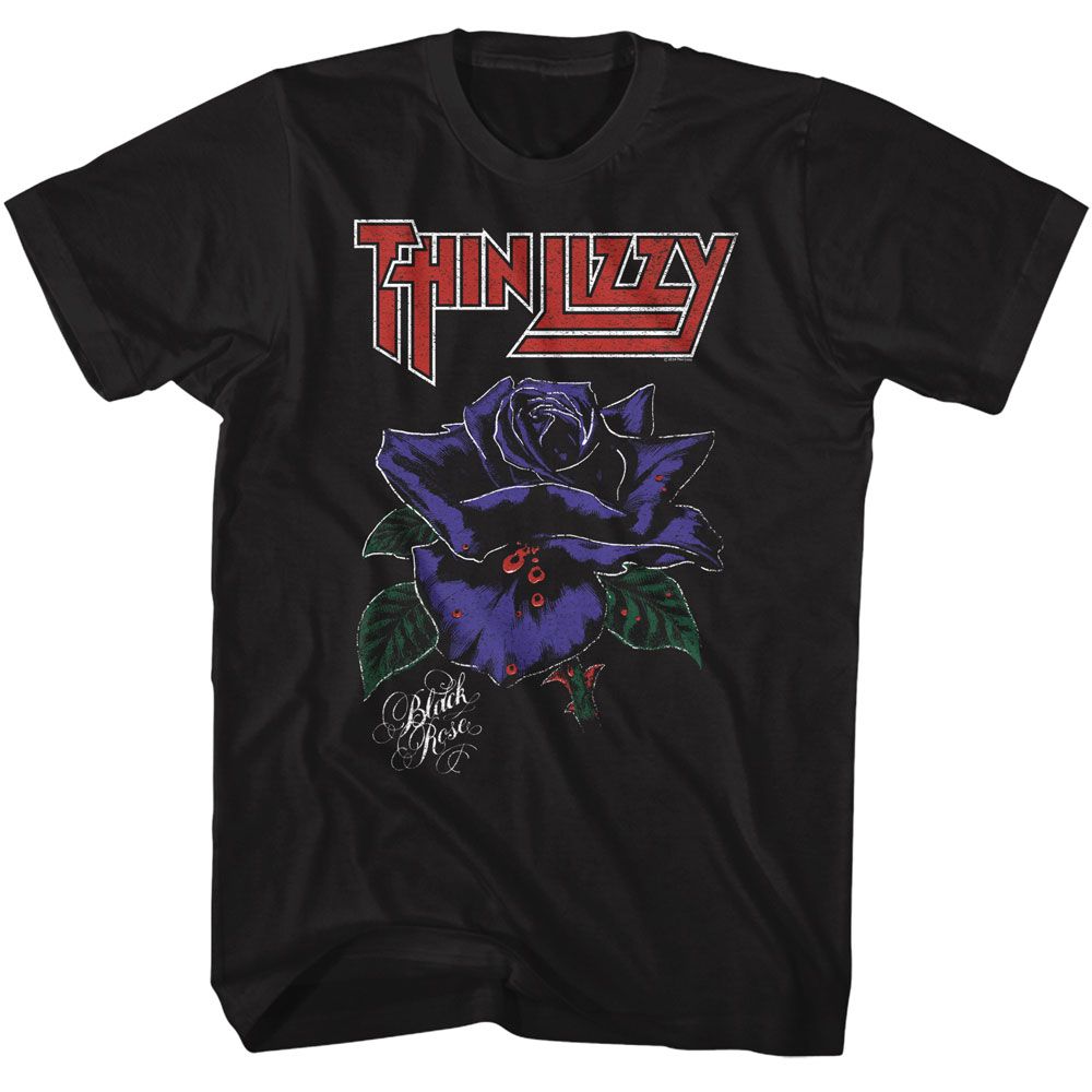 Thin Lizzy - Black Rose - American Classics - Solid Black Adult Short Sleeve T-Shirt