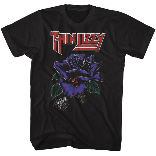 Thin Lizzy - Black Rose - American Classics - Solid Black Adult Short Sleeve T-Shirt