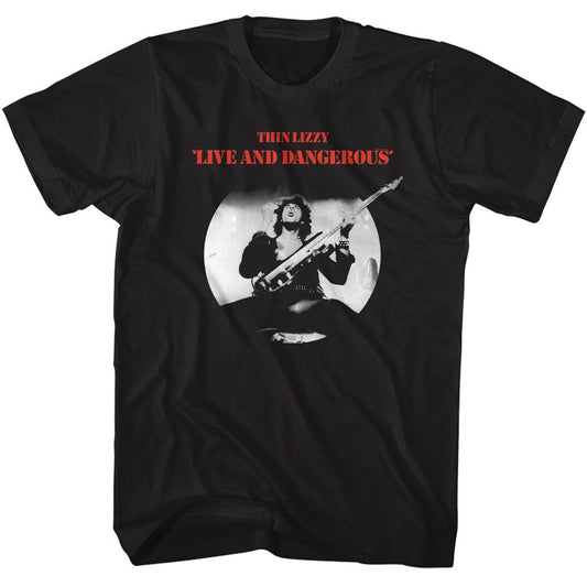 Thin Lizzy - Live And Dangerous - American Classics - Solid Black Adult Short Sleeve T-Shirt