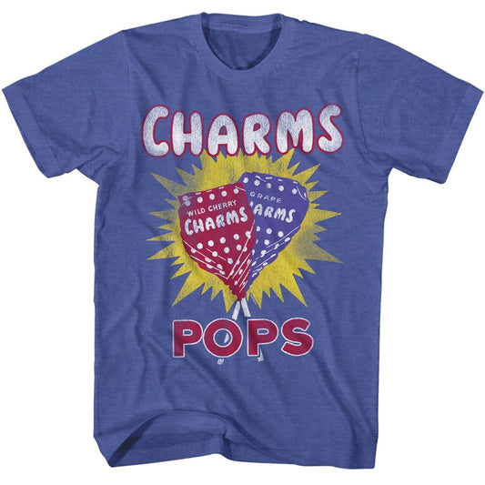 Tootsie Roll - Charms Pops - American Classics - Heather Blue Adult Short Sleeve T-Shirt