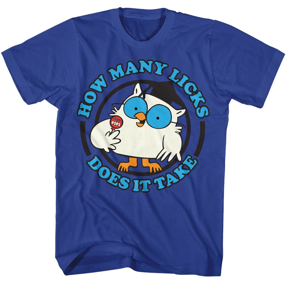 Tootsie Roll - Mr Owl Licks - American Classics - Solid Blue Adult Short Sleeve T-Shirt