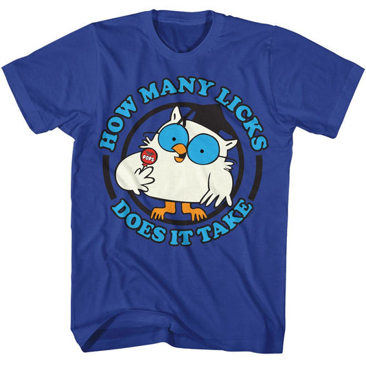 Tootsie Roll - Mr Owl Licks - American Classics - Solid Blue Adult Short Sleeve T-Shirt