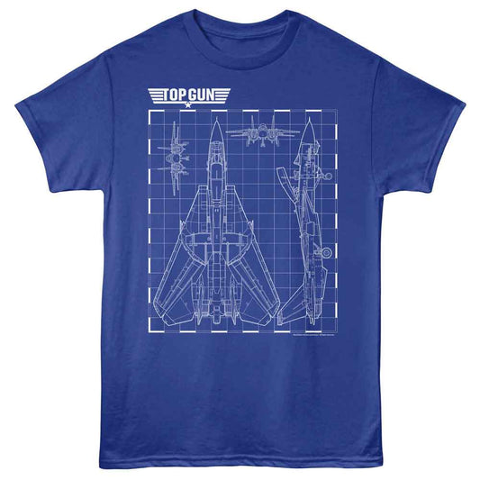 Top Gun - Schematics - American Classics - Front Print Royal Adult Short Sleeve T-Shirt
