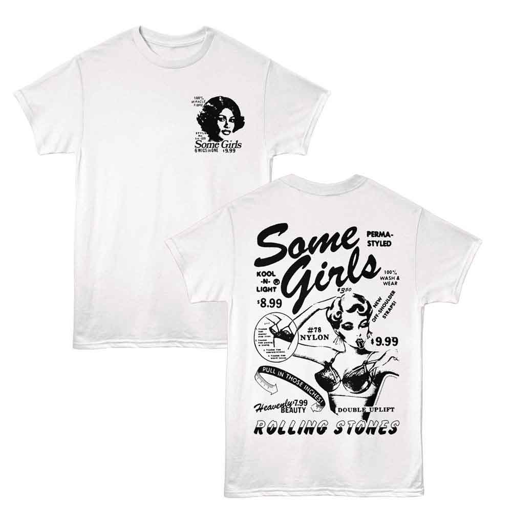 Rolling Stones - Some Girls 78 Catalog - American Classics - White 2-Sided Print Adult Short Sleeve T-Shirt