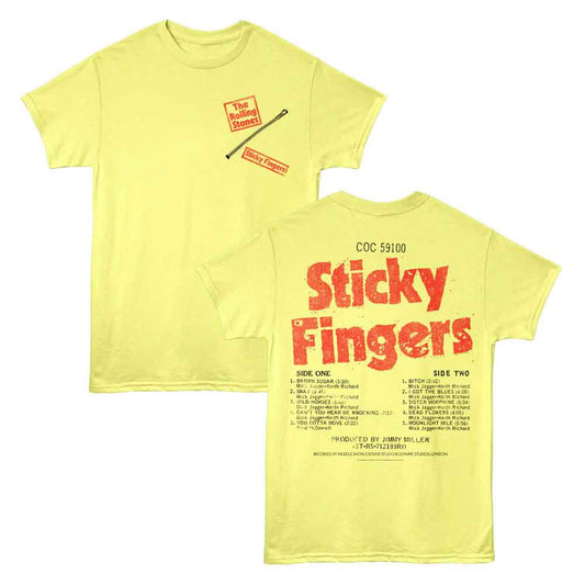 Rolling Stones - Sticky Fingers Zip - American Classics - Yellow 2-Sided Print Heather Adult Short Sleeve T-Shirt