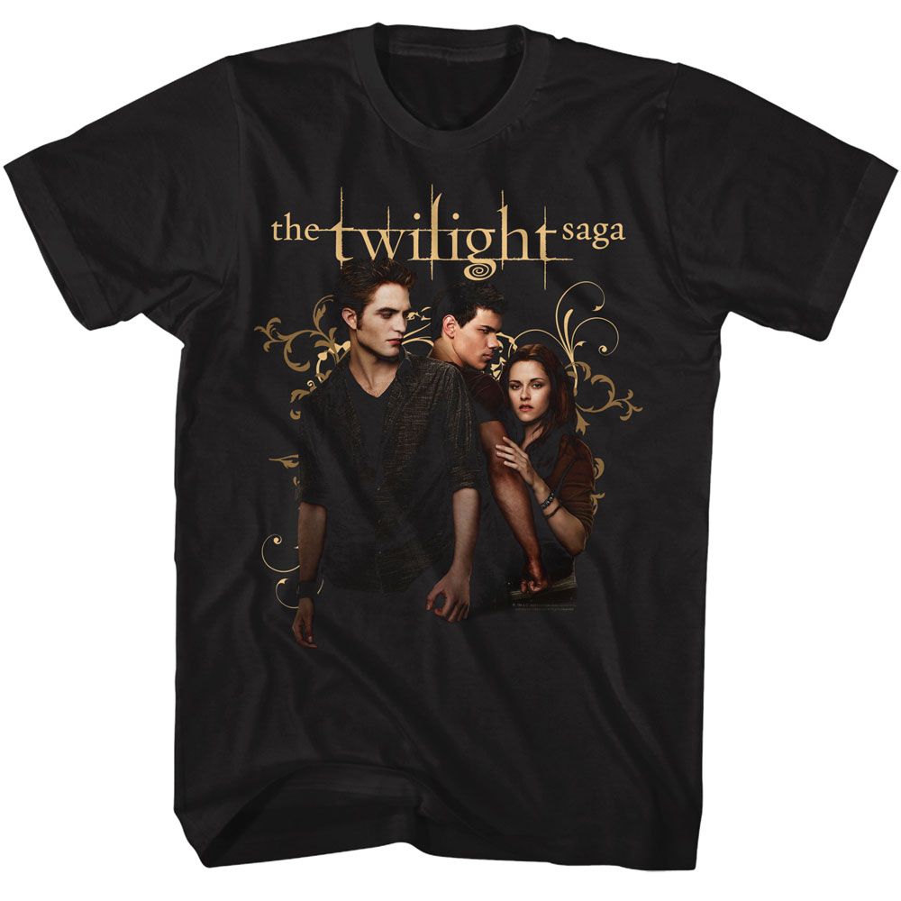 Twilight - Edward Jacob Bella - American Classics - Solid Black Adult Short Sleeve T-Shirt
