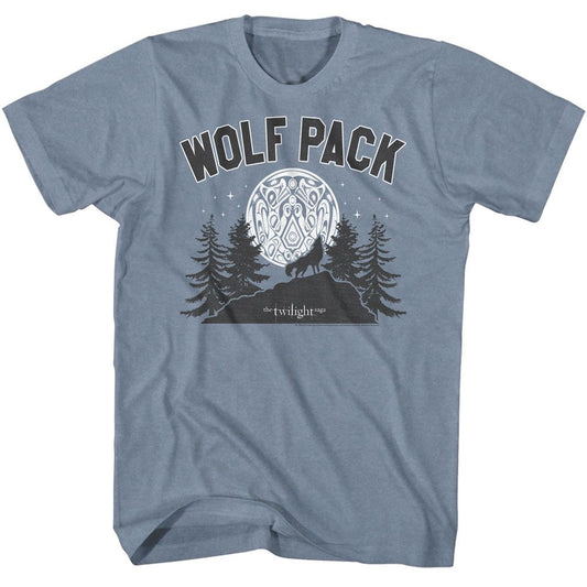 Twilight - Wolf Pack Moon - American Classics - Heather Blue Adult Short Sleeve T-Shirt