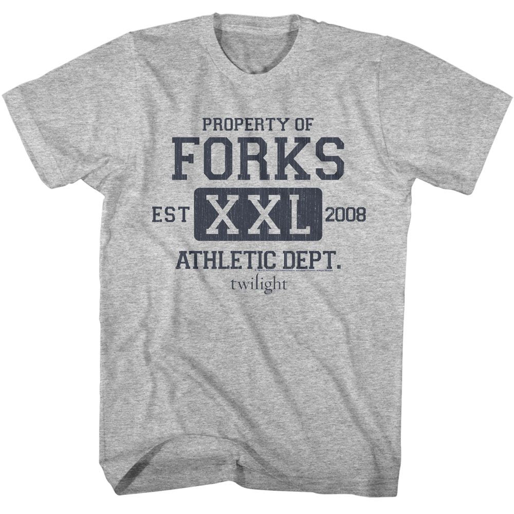 Twilight - Forks Athletic Dept - American Classics - Solid Gray Adult Short Sleeve T-Shirt