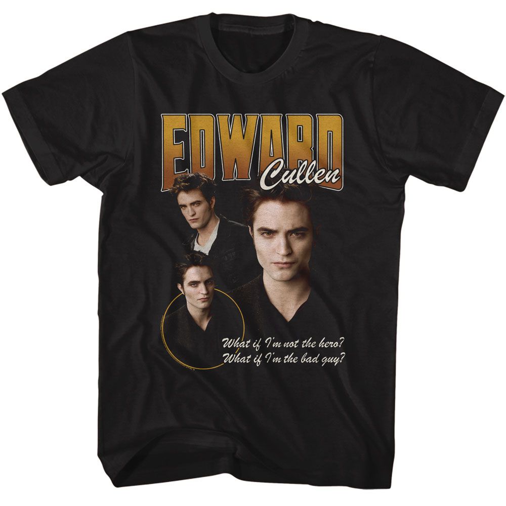 Twilight - Edward 3 Character Pose - American Classics - Solid Black Adult Short Sleeve T-Shirt