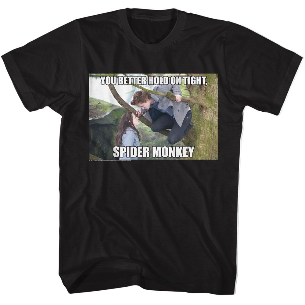 Twilight - Hold On Tight Spider Monkey - American Classics - Solid Black Adult Short Sleeve T-Shirt