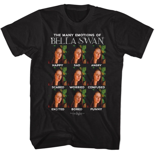 Twilight - Many Emotions - American Classics - Solid Black Adult Short Sleeve T-Shirt