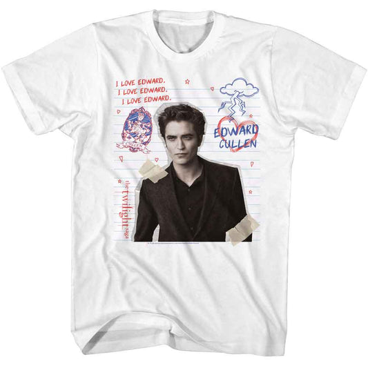 Twilight - Edward Doodles - American Classics - Solid White Adult Short Sleeve T-Shirt