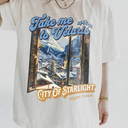 Take Me To Velaris Shirt | Night Court ACOTAR Shirt House Of Wind Rhysand Feyre Nesta Cassian Licensed Sarah J Maas Merch Bookish T-Shirt