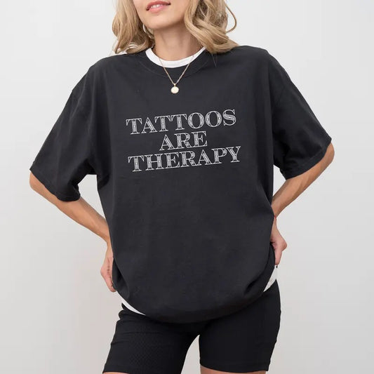 Tattoos Are Therapy Comfort Colors Shirt, Tattoos Lover Graphic Tee, Tattoo Artist Unisex Unhinged Shirt,  Tatted Women Shirt Shirt, Mental Health T-shirt, Tatted Moms Club Club Tee, Comfy Graphic Tee, Womenswear, Cotton Fabric Relaxed Fit Style