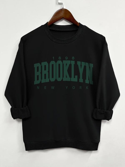 Teen Girl's Letter Print Crew Neck Sweatshirt, Casual Long Sleeve Pullover for Daily Wear, Clothing for All Seasons