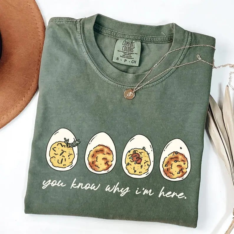 Thanksgiving Deviled Eggs Comfort Colors Shirt, You Know Why I'm Here Shirt, Thankful Shirt, Thanksgiving Gift, Thanksgiving Dinner Shirt