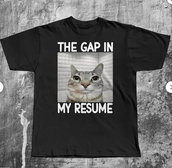 The Gap In My Resume Funny Dank Meme T-shirt, Cat Lover Gifts, Unhinged Clothes, Brainrot Shirt, Stupid Shirts, Silly Cats Tee, Weird Tshirt